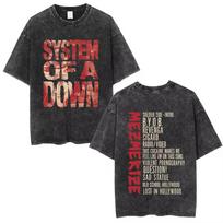 Skalbti vintažiniai System of A Down Chop Suey marškinėliai vyrams ir moterims, retro roko stiliaus, oversized, 90-ųjų alternatyvaus metalo atributika 4XL brown