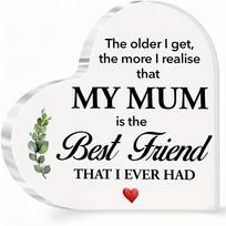 Heart-Shaped Plaque for Mom -  My Mum Is The Best Friend I Ever Had  Keepsake Gift From Daughter, Mother's Day Birthday Christmas Present, Nurseries, 10*10cm black