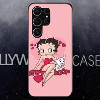 Gražios Betty B-boop dėklas telefonui Samsung S25 Edge Ultra S23 S22 S21 S20 Ultra Plus S24 Fe A54 A53 A25 Stiklinis dangtelis Samsung S25 gray