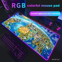 RGB Cartoon Earth Mouse Pad Large Size Rubber Base Non-slip PC Desk Accessories Offices & Gamer Keyboard Mats Decor Mat HYBXAXC RGB600x300x3mm blue