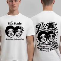 Silk Sonic Cotton TShirt Bruno Mars 24K MAGICT TShirt Fan Gift Couple Streetwear Unisexs and Unisexs Summer Vintage T Shirt 4XL black
