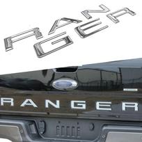 Galinių durų įdėklas O87 raidės Ford Ranger 2019 2020 m., 3D iškilusios ir lipdukinės raidės, galinių durų emblemos sidabras