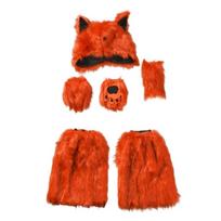 Character Costume Accessory Set with Textured Foxes Styling, Polyester Faux Furs, and Matching Leg Accessories for Themed Parties and Role-Play 1 red