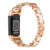 For Fitbit Charge 6/ 5 Zinc Alloy Watch Band Rhinestone Inlaid Replacement Metal Strap sidabras
