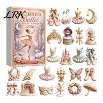 Kalėdinio laukimo kalendorius Baleto Adventas 2026, 24 vnt. akrilinės teminės dėžutės vaikams, kalendorius su papuošalais, Kalėdų dovana, šventinė namų puošyba, išskirtinis Sets beige