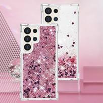 Blizgantis skystas smėlio laikrodžio dėklas telefonui Samsung Galaxy S25 Edge S24 S23 S22 Ultra S21 Plus S20 FE 5G, apsaugantis nuo kritimo, skaidrus dangtelis Galaxy S23 FE pink