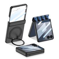 For Samsung Galaxy Z Flip 7 Magnetic Hinge All-Inclusive with Swivel Stand Protective Cover Film Dropproof Folding Phone Case For Galaxy Z Flip 7 gray