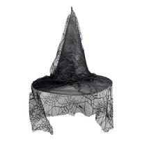 Retro Witch Hat Party Accessory Unique Black Cobweb Wizard Hat Fashion Accessory 1 juoda