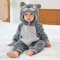 Baby Boys Girls Flannel Animal Onesie Cozy Hooded Jumpsuit Autumn Winter Sleepwear and Loungewear 120 gray