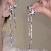 Elegant Snowflake Tassel Ear Cuff - No Piercing Required gray