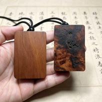 Lightning-Struck Jujube Wood Safety Talisman: 46 Carved Guanyin, Maitreya, Buddha, and God of Wealth Charms for Hanging or Handheld Use brown