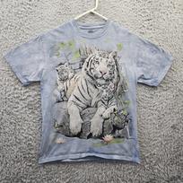 The Mountain T Shirt Medium White Tigers & Cubs Butterflies Blue Tie Dye Nature XL gray