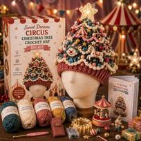 Light-Up Christmas Tree Crochet Hat Set for Holiday Parties One Size brown
