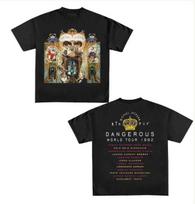 Double Sided Michael Jackson Dangerous World Tour Shirt, King of Pop Graphic T-S L gray