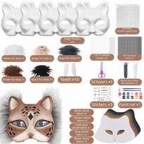 Balta Therian Kaukė Pusės Veido Kaukė Gyvūno Kaukė Rankų Darbo DIY Kaukė Gimtadienis Style 9