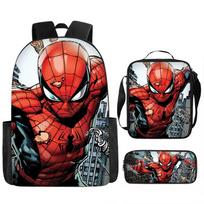 Spider-Man schoolbag three-piece set student large-capacity storage backpack outdoor portable backpack 3
