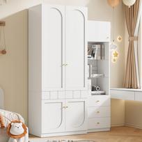 Wardrobe set, 2-door wardrobe + display cabinet, bedroom furniture set, bedroom storage furniture, white furniture set,80×50×200 cm,50×40×180 cm balta