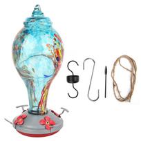 Colorful Painting Glass Bird Feeder Garden Courtyard Outdoor Hummingbirds Water Feeding ToolT2 white