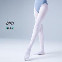 Girls' Ballet Dance Tights - Pink Velvet 60D, Spring/Summer Thin Dance Socks S (Height 80-100CM) white