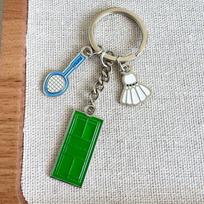 Creative Metal Sports Keychain Set: Ping Pong, Football, Badminton, Basketball Pendant gray