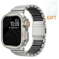 Stainless Steel Band+Metal Case for Apple Watch Ultra 3 49mm 46mm 45mm 44mm Luxury Strap Protective Case for Iwatch 11 10 9 8 7 for series11 10 46mm gray
