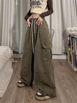Cargo Wide Leg Pants Women Baggy White Trousers Oversize Casual Female Black Loose Japanese Streetwear Hip Hop XL pilka