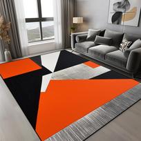 Oranžinis geometrinis kilimas Modernus prabangus svetainės kilimas Neslystantis lengvai valomas Didelio dydžio grindų kilimėlis namų miegamojo dekoravimui 60x90cm
