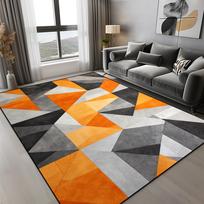 Oranžinis geometrinis kilimas Modernus prabangus svetainės kilimas Neslystantis lengvai valomas Didelio dydžio grindų kilimėlis namų miegamojo dekoravimui 80x160cm