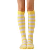 Women's Stripe Knee Highs Socks Long Tube Socks Stripe Stockings Athletic Stockings Stripe Calf Socks Cosplay Socks yellow