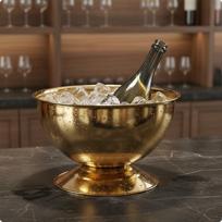 Stainless Steel Ice Bucket Thickened Champagne Easy to Clean Insulated Tub for Ktv, Bar Gold brown