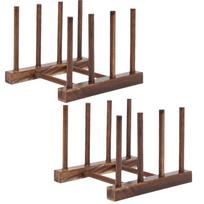 2pcs Brown Color Dish Drying Rack Collapsible Cabinet Organizer Dish Storage Rack  For Kitchen Use 4 Column brown