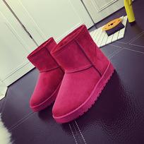 Winter Women's Short-Tube Snow Boot Plush Warm Women Shoes Suede Round-Toe Flat Heel Ankle Boots botines mujer  WSH4267 39 pink