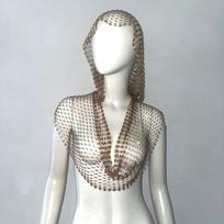 Sexy Girl Mesh Top With Rhinestone Embellishments For Nightclub And Festival Wear M auksas