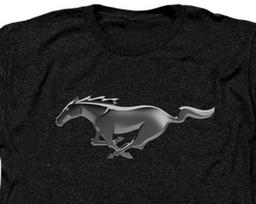 Ford Mustang Running Pony Logo Mens Black Shirts XL gray