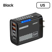 240W GaN Charger 5 Ports 3USB 2Type-C Fast Charging US/EU Plug With LED Light Desktop Power Adapter For Iphone Huawei Xiaomi