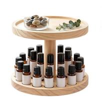 Round Rotating Base Essential Oil Display Stand Essential Oil Holder Organizer  Home Organization beige