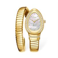 Classic Scottie 9835 Luxury Ladies Serpentine Watches Pearl Dial Snake Shape Design Quartz Modern Fashion Charm Pointer Display beige