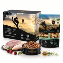 AMBROSIA Cat Adult Sterilized Duck & Chicken 85g*12vnt urinary care, konservai katėms su antiena ir vištiena