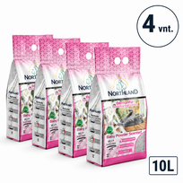Northland Baby Powder bentonito kraikas katėms vaikiškos pudros kvapo 5l 10l - Produkto Tūris 10L x 4vnt.