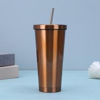 Vakuuminis puodelis su šiaudeliu ir rankena – Dvigubos sienelės nerūdijančio plieno puodelis su dangteliu, nešiojamas kelioninis puodelis lauko veiklai 500ml
