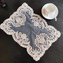 European Rectangular Embroidered Placemat Table Mat Desk Notebook Wall Cabinet Cover Banquet Party Home Use Decoration Accessories 29x42cm gray
