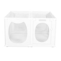 Clear Acrylic Dog Playpen Easy Assemble Indoor Puppy Small Pet Play Pen for Puppies Small Dog 1 Transparent Door + 7 white