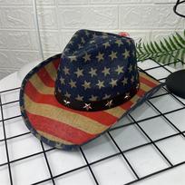 American flag retro personalized western cowboy hat summer outdoor visor belt papyrus striped top hat men black
