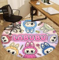 Labubu Pattern Round Rug, Indoor/Outdoor Mat, for Picnic, Gameroom, Bedroom, Office, Living Room, Home Decor Carpet, Birthday Gift 120cmx120cm