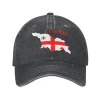 Custom Classic Cotton Georgia Country Flag Map Baseball Cap Men Women Adjustable Georgian Proud Patriotic Dad Hat Performance Adult Baseball Cap gray