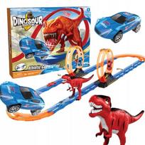 Dinozaurų automobilių trasa su kilpomis ir mašinėle
