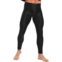 Vyriškos vientisos spalvos tamprūs kelnės Elastingas juosmuo Blizgi apdaila Slim fit Kelnės Sporto salės Treniruotės Bėgimo Joga Pratimai L juoda