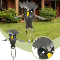 Plazdantis metalas ruda pilka pelėda kiemo kuolas Rocking Wind Whirly-Gig Garden Art One Size gray