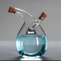Double-layer Cocktail Glass, Bar Utensil Mandarin Duck Wine Glass, 2-in-1 Kitchen Accessories Soy Sauce Oil Bottle Storage Jar gray