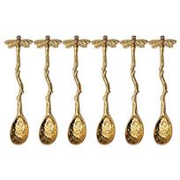 6pcs Gold Vintage Dragonfly Coffee Spoon European Royal Style Ice Cream Spoon Mixing Spoon  Cafe beige